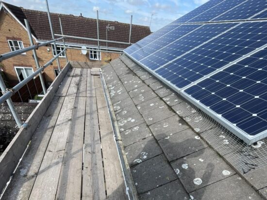 Mess to stop birds nesting under solar panels